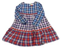 Světlerůžovo-červeno-modro-tmavomodré kostkované šaty Mini Boden