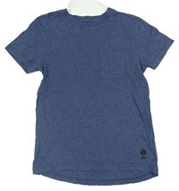 Modro/tmavomodré melírované tričko s kapsou Nutmeg