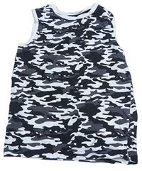 Černo-bílo-tmavošedé army tílko F&F