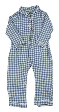 Modro-bílý kostkovaný overal s límečkem John Lewis