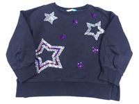 Černošedá oversize crop mikina s hvězdičkami z flitrů John Lewis