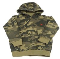 Army-khaki mikina s dinosaurem a kapsou a kapucí Next