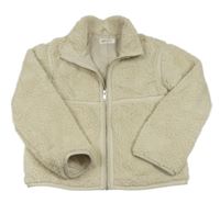 Smetanová huňatá podšitá bunda s koženkou H&M