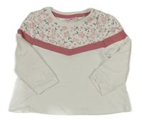 Bílo-starorůžová mikina s kytičkami so cute