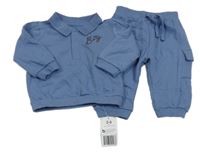 Nové - 2Set - Modro/tmavomodrá mikina s nápisy a límečkem + tepláky Matalan