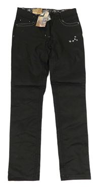 Nové - černé potažené slim rifle s výšivkami ORCHESTRA