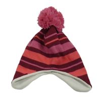 Nové - vínovo-růžovo-korálová pletená čepice s bambulí amazon essentials