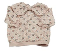 Světlerůžová puntíkatá oversize mikina se srdíčky s kytičkami a límcem Next