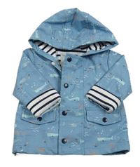 Modrá nepromokavá jarní bunda s velrybami a kapucí Tu