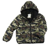 Army prošívaná šusťáková zimní bunda s kapucí sinsay