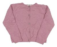 Růžový melírovaný propínací svetr s 3D puntíky Next