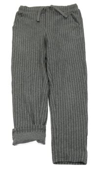 Tmavošedo-šedé pruhované melírované chino podšité kalhoty POCOPIANO