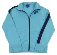 Světlemodrá propínací therno mikina s logem a pruhem Nike