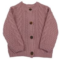 Starorůžový vzorovaný pletený propínací svetr George