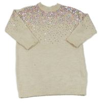 Světlebéžové melírované svetrové šaty s flitry F&F