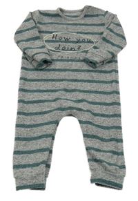 Šedo-šalvějový pruhovaný melírovaný overal s nápisy George