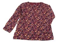 Vínové triko s květy a houbičkami Topolino