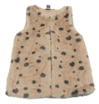 Pudrovo-tmavošedá vzorovaná kožešinová podšitá vesta little kids