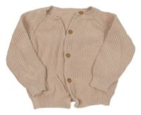 Pudrový žebrovaný propínací svetr Nutmeg