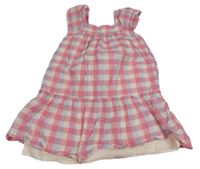 Růžovo-světlemodro/broskvové kostkované šaty George