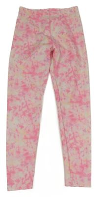 Růžovo-smetanovo-fialové batikované sportovní legíny George