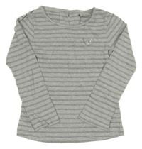 Světlešedo-šedé pruhované melírované triko se srdíčkem s flitry a třpytkami Next