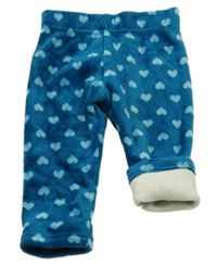 Petrolejové plyšové teplé legíny se srdíčky Topomini