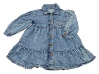 Modré plísňové riflové propínací košilové šaty Matalan