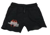 Černé teplákové kraťasy s pavoukem a nápisy PRIMARK