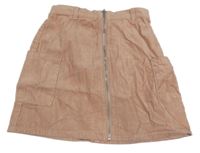 Pudrová cargo manšestrová propínací sukně Denim Co.