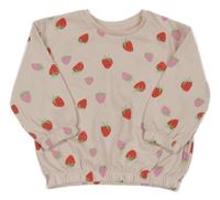 Světlerůžová oversize mikina s jahůdkami PRIMARK