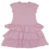 Světlerůžové šaty s volánky 