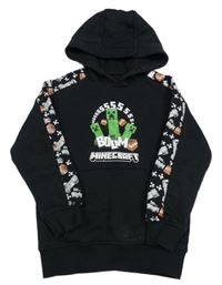 Černá mikina s Minecraft a kapsou a kapucí Nutmeg