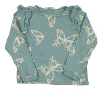 Olivovošedá mikina s motýlky a volánky H&M