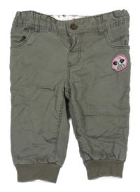 Khaki cargo cuff plátěné podšité kalhoty s nášivkou H&M