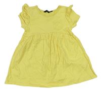 Žluté bavlněné šaty s kapsou s madeirou George