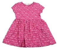 Růžové bavlněné šaty s ptáčky F&F
