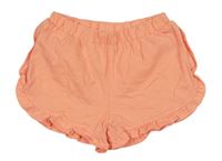 Neonově oranžové bavlněné kraťasy s volánky zn. Matalan