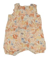 Meruňkový teplákový kraťasový overal s korály Mothercare