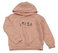 Růžová mikina s květinami a kapucí Primark