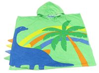 Zelené froté osuškové pončo s dinosaurem a kapucí Matalan