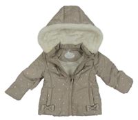 Béžová vzorovaná šusťáková zimní bunda s kapucí Orchestra