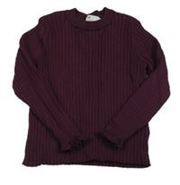 Vínový žebrovaný svetr zn. H&M