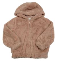 Starorůžová kožešinová podšitá bunda s kapucí F&F