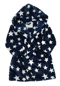 Tmavomodrý plyšový župan s hvězdami a kapucí F&F