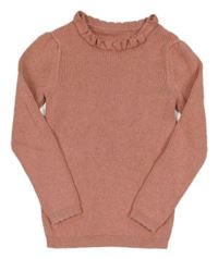 Starorůžový žebrovaný svetr s límečkem George