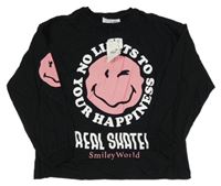 Nové - Černé triko se smajlíkem a nápisem Zara