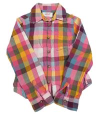 Tmavorůžovo-okrovo-khaki kostkovaná halenka Alive