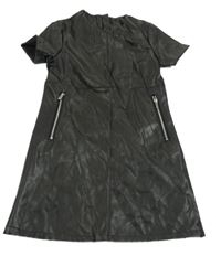 Černé koženkové šaty se zipy Primark