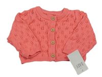 Nové - Korálový perforovaný propínací svetr George